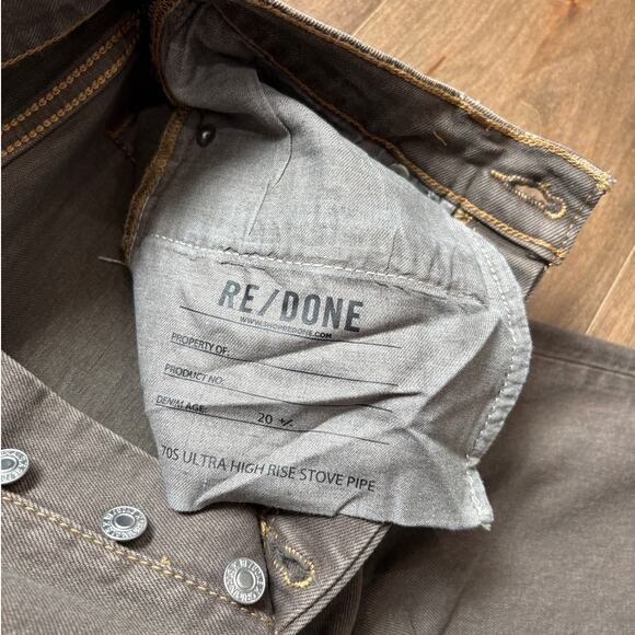 Redone Women's 70s Ultra High-Rise Stove Pipe Jeans size 25 Washed Chocolate NWT - Picture 5 of 8